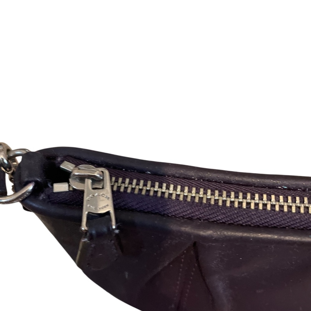 Coach Purple Grosgrain Leather Clutch Gold-Tone‎ Hardware Wrist Strap - Picture 4 of 8